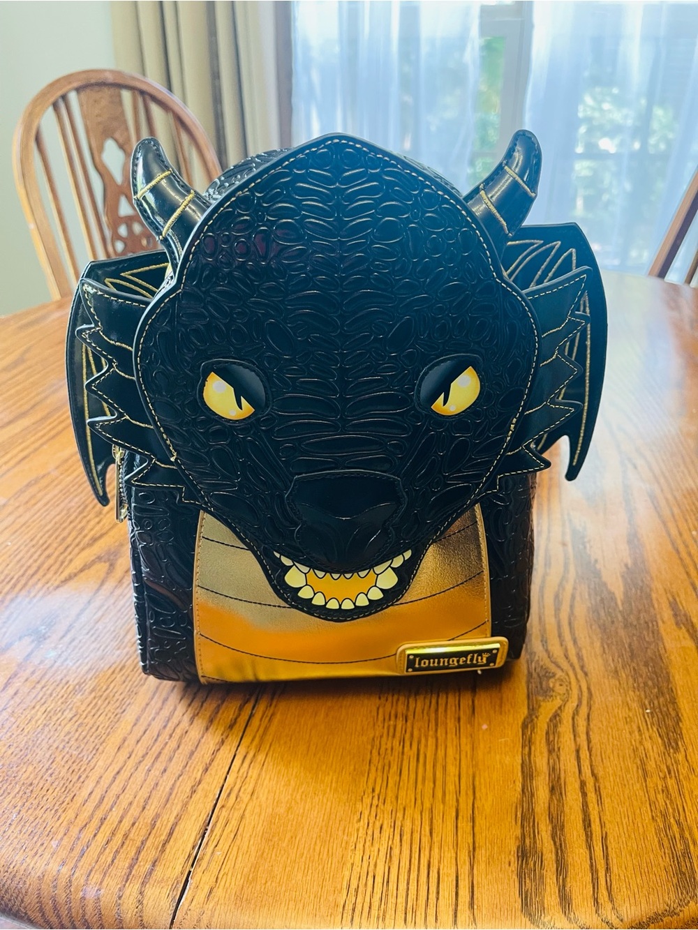 Loungefly Black and Gold Dragon Mini Backpack NWT